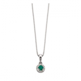 WHITE GOLD EMERALD ROUND DIAMOND EDGE 